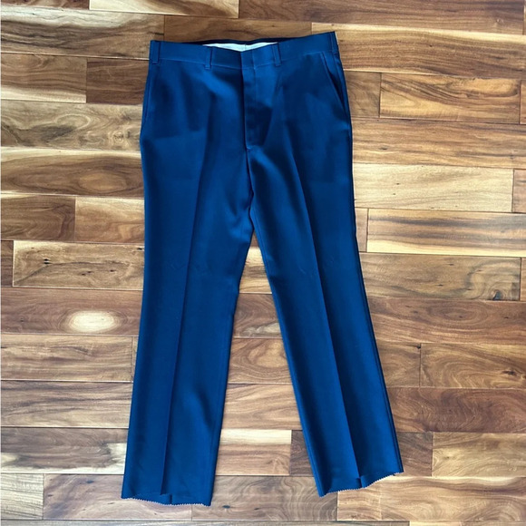 Kuppenheimer Vintage Navy Textured Polyester Dress Slacks Untailored size 42 - Picture 1 of 6
